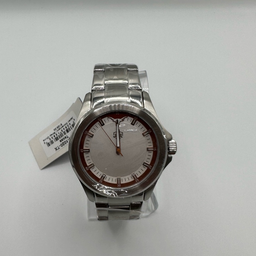 Jack Mason silver men's watch with brown accent ring